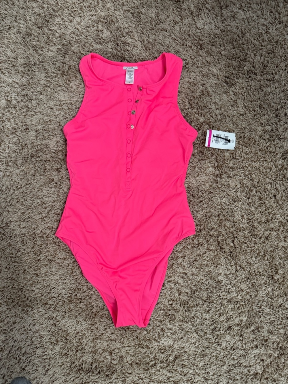 Andie The Malibu Hot Pink Snap-Front One-Piece Swimsuit - Picture 9 of 12
